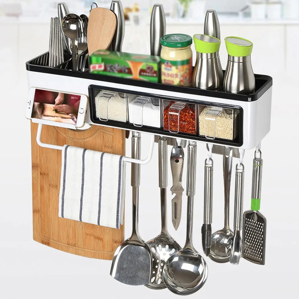 Мульти-функциональный Кухня набор коробок для приправ стойку настенная полка для хранения Пластик подвесная полка крюк Кухня Организатор ... 
Мульти-функциональный Кухня набор коробок для приправ стойку настенная полка для хранения Пластик подвесная полка крюк Кухня Организатор ...