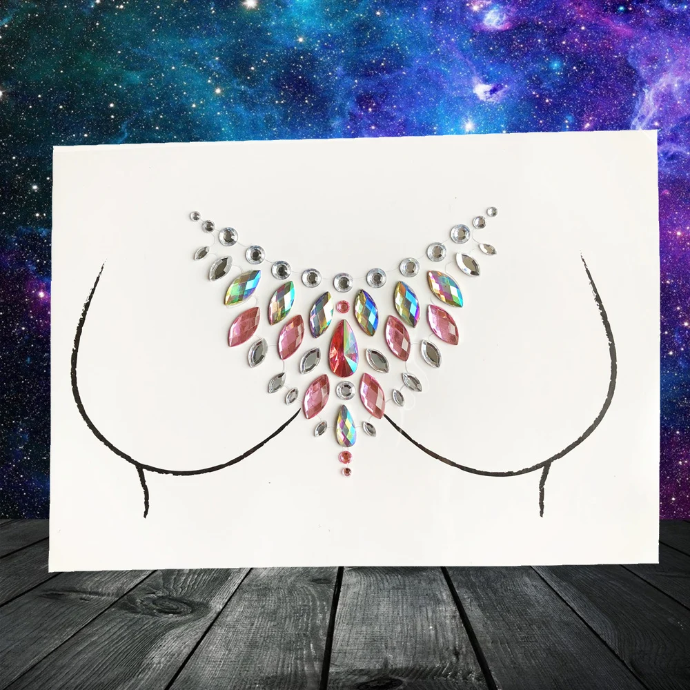 Flash Jewelry соска временные красивые кристаллы DIY татуировка на грудь наклейка яркий
