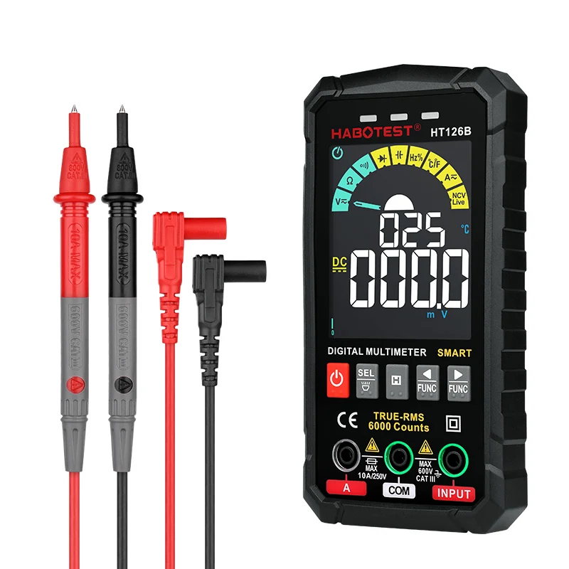 HT126B Capacitor Tester Multimeter Digital Professional Smart Voltmeter AC DC Voltage Temperature Ohm HZ Diode Continuity Meter 
HT126B Capacitor Tester Multimeter Digital Professional Smart Voltmeter AC DC Voltage Temperature Ohm HZ Diode Continuity Meter