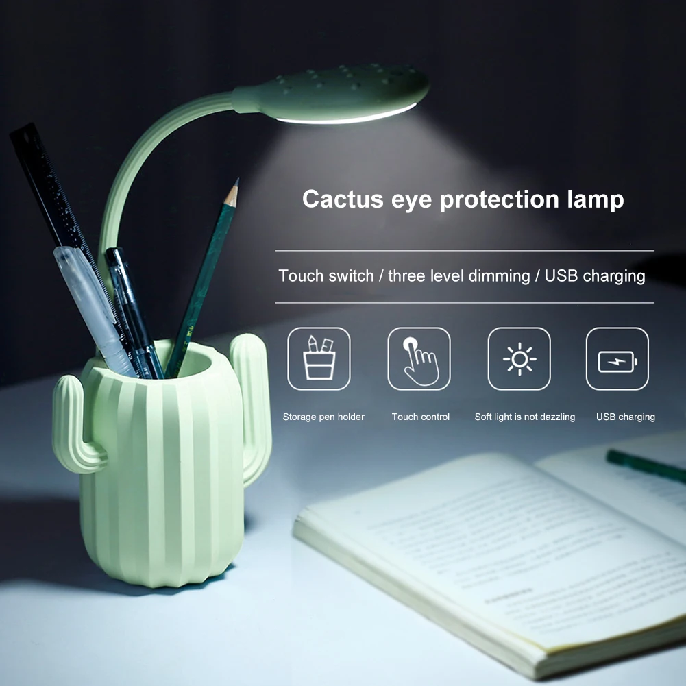 Multifunctional LED Cactus Lamp Gooseneck Folding USB Charging Table 3-Gear Night Light with Pen Holder for Students
Multifunctional LED Cactus Lamp Gooseneck Folding USB Charging Table 3-Gear Night Light with Pen Holder for Students
