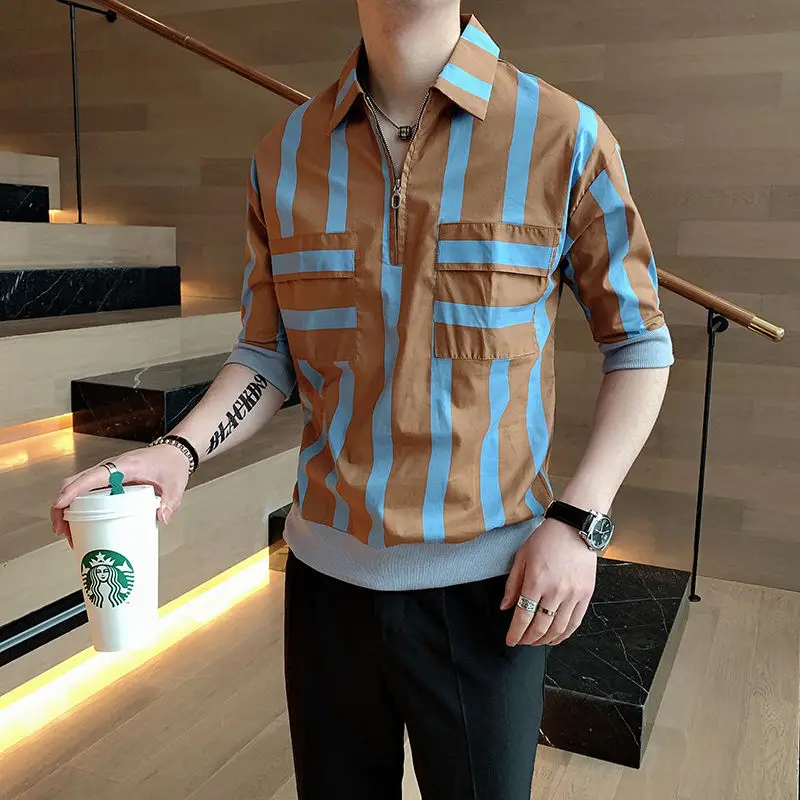 Stripe Shirt 2021 Shirts For Men Clothing Casual Lovers Fashion Summer New Hot Neutral Slim Middle Sleeve Tidal College Current
Stripe Shirt 2021 Shirts For Men Clothing Casual Lovers Fashion Summer New Hot Neutral Slim Middle Sleeve Tidal College Current