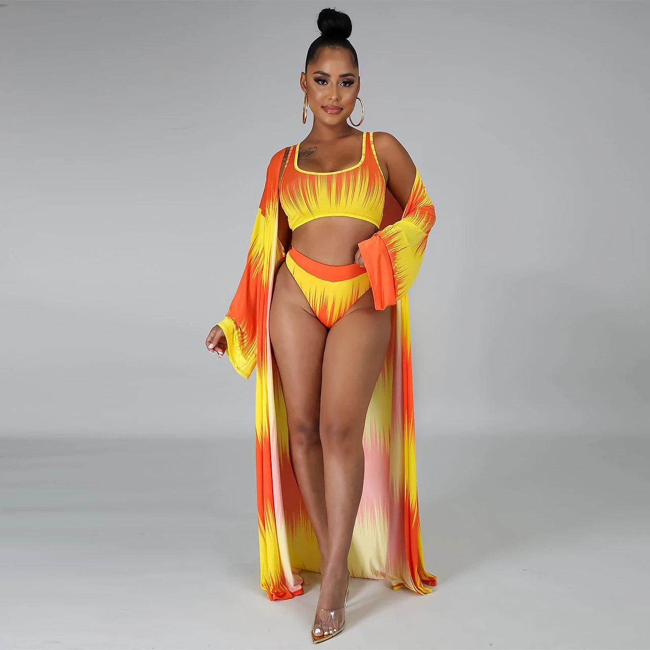Sexy Bikini Sets 3Pieces Women Swimwear Printed Push Up Swimsuit High Waist Bathing Suit with Robe Summer Beach Wear Female XXL
Sexy Bikini Sets 3Pieces Women Swimwear Printed Push Up Swimsuit High Waist Bathing Suit with Robe Summer Beach Wear Female XXL