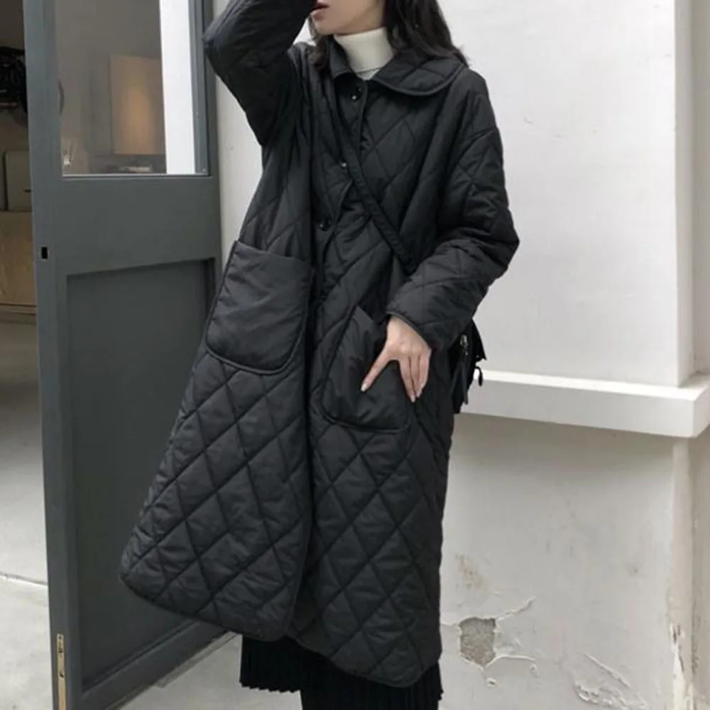 Women Long Fashion Cotton Padded Jacket Solid Single-breasted Long Sleeve Mid-length Patchwork Pocket Thicken Winter Women Tops
Women Long Fashion Cotton Padded Jacket Solid Single-breasted Long Sleeve Mid-length Patchwork Pocket Thicken Winter Women Tops