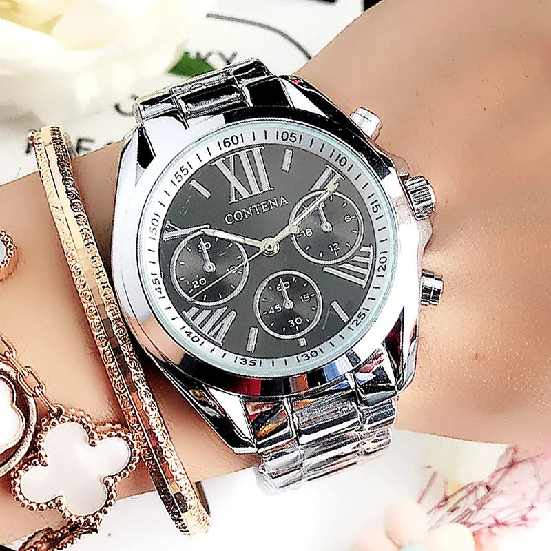 Часы наручные женские кварцевые роскошные дизайнерские брендовые Серебристые