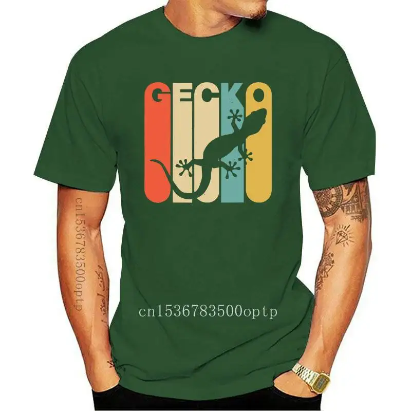 

Vintage Retro Gecko Silhouette T-Shirt Men Fashion Cotton Shirt