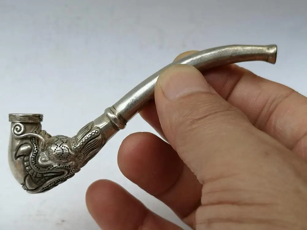 YIZHU CULTUER ART Collection Chinese Tibet Silver Carving Dragon Head Tobacco Pipe Wonderful Gift
YIZHU CULTUER ART Collection Chinese Tibet Silver Carving Dragon Head Tobacco Pipe Wonderful Gift
