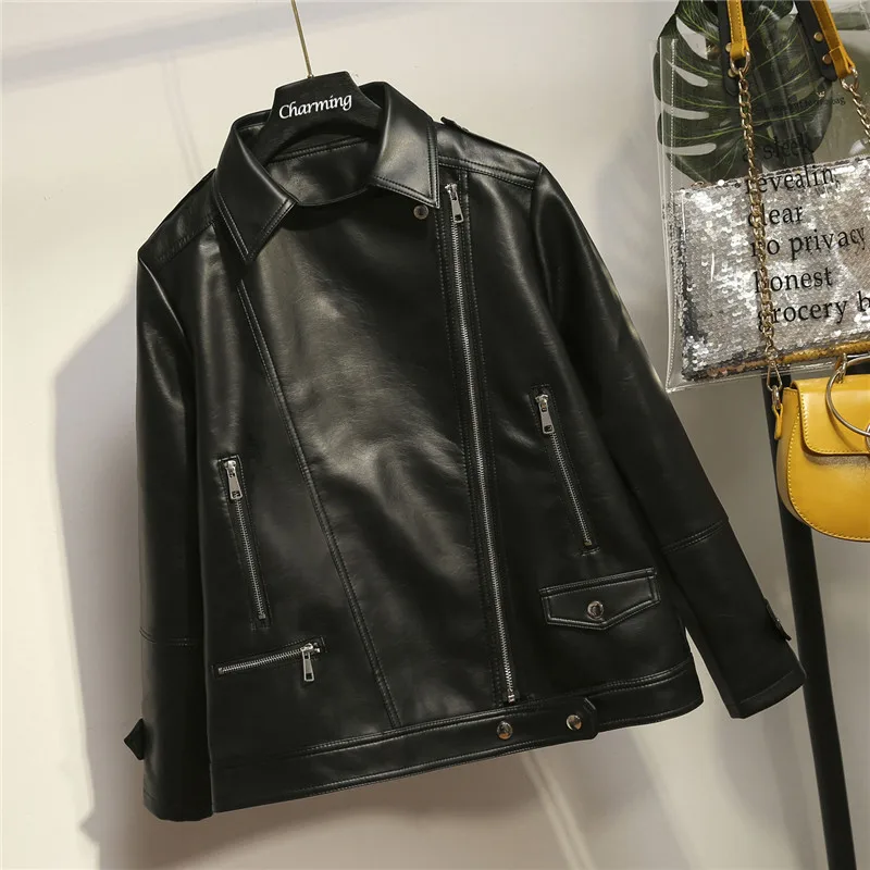 New 2020 autumn winter ladies plus size jacket for women large casual loose long sleeve black zipper leather coat 3XL 4XL 5XL
New 2020 autumn winter ladies plus size jacket for women large casual loose long sleeve black zipper leather coat 3XL 4XL 5XL