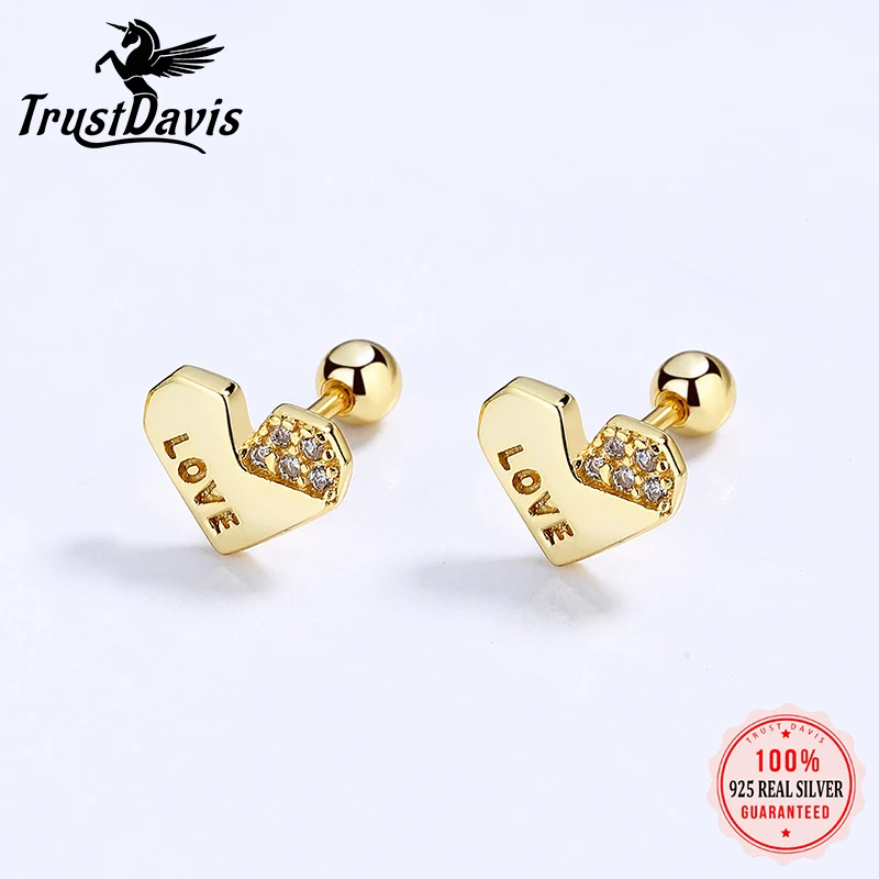 TrustDavis Real 925 Sterling Silver Fashion Sweet Heart Love Shiny CZ Bead Screw Stud Earrings For Women Wedding Jewelry DA2492
TrustDavis Real 925 Sterling Silver Fashion Sweet Heart Love Shiny CZ Bead Screw Stud Earrings For Women Wedding Jewelry DA2492