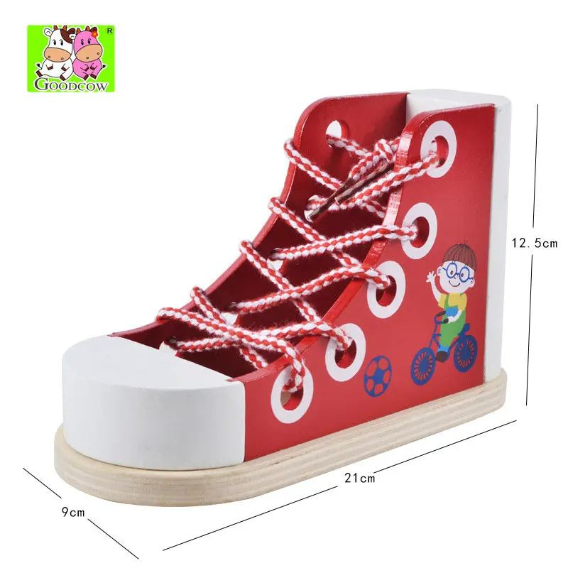 Baby Early training practice tie his shoes Model Wooden Toy Children's educational Basic & Life Skills Toys Lace shoes one piece
Baby Early training practice tie his shoes Model Wooden Toy Children's educational Basic & Life Skills Toys Lace shoes one piece