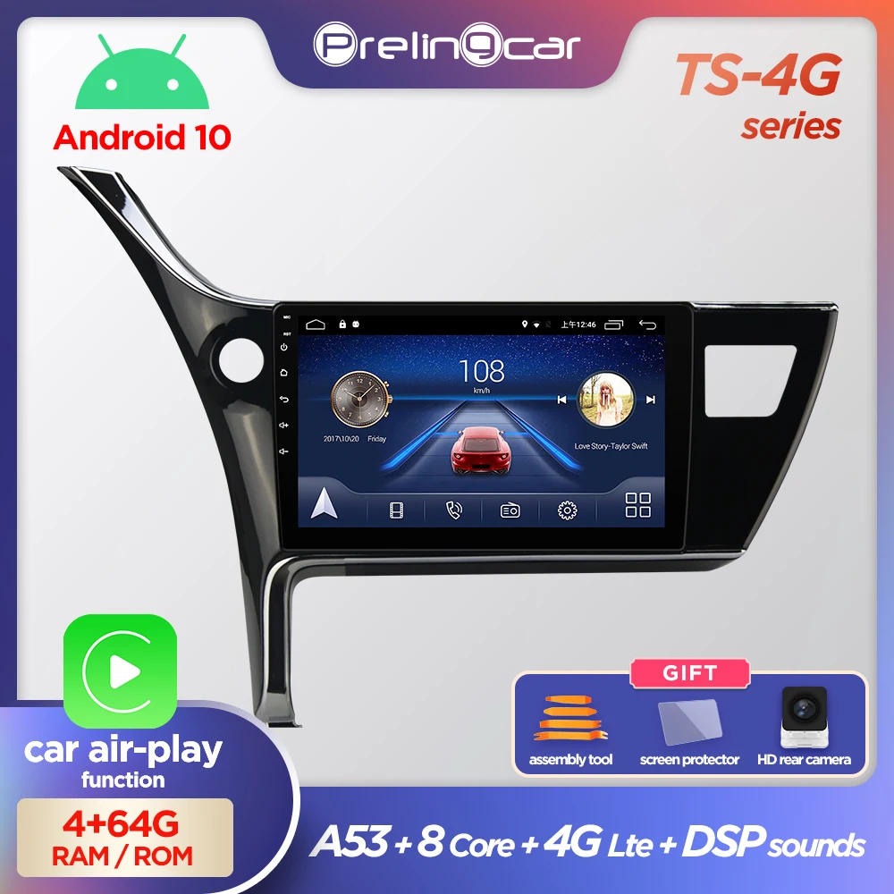 Prelingcar Android 10 без DVD 2 Din Автомобильный Радио Мультимедийный видео плеер навигация