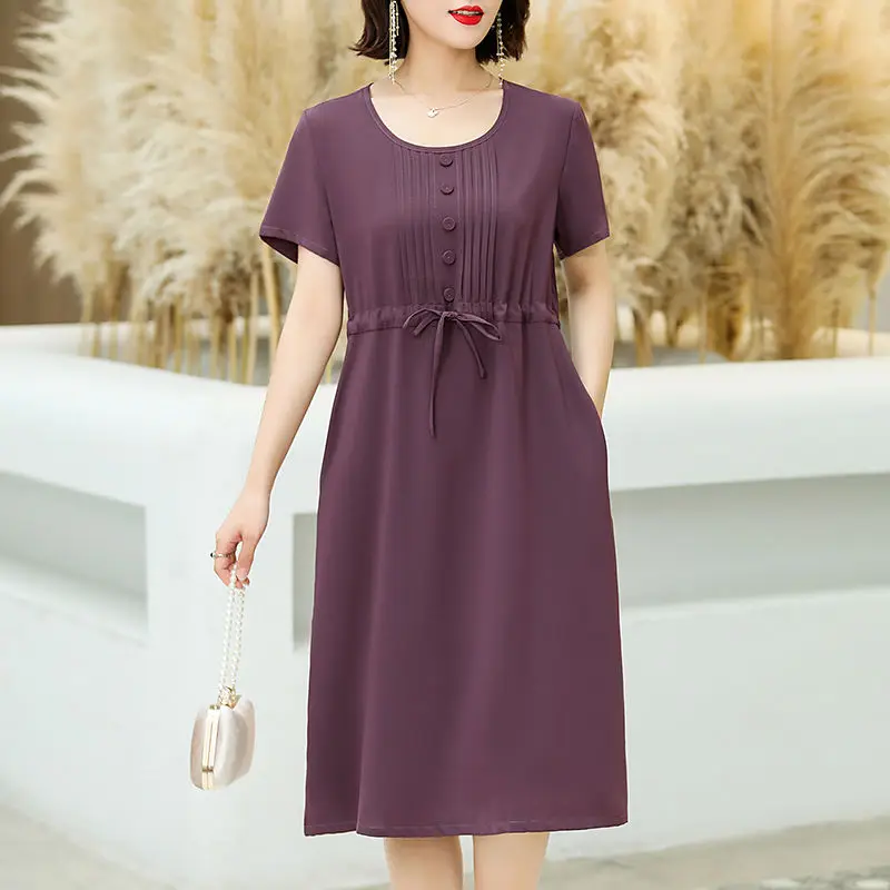 2021 Vintage Button Middle-aged Women Midi Dress Summer Lace-up Short Sleeve Party Elegant Tunic Dress Casual Dresses X69
2021 Vintage Button Middle-aged Women Midi Dress Summer Lace-up Short Sleeve Party Elegant Tunic Dress Casual Dresses X69