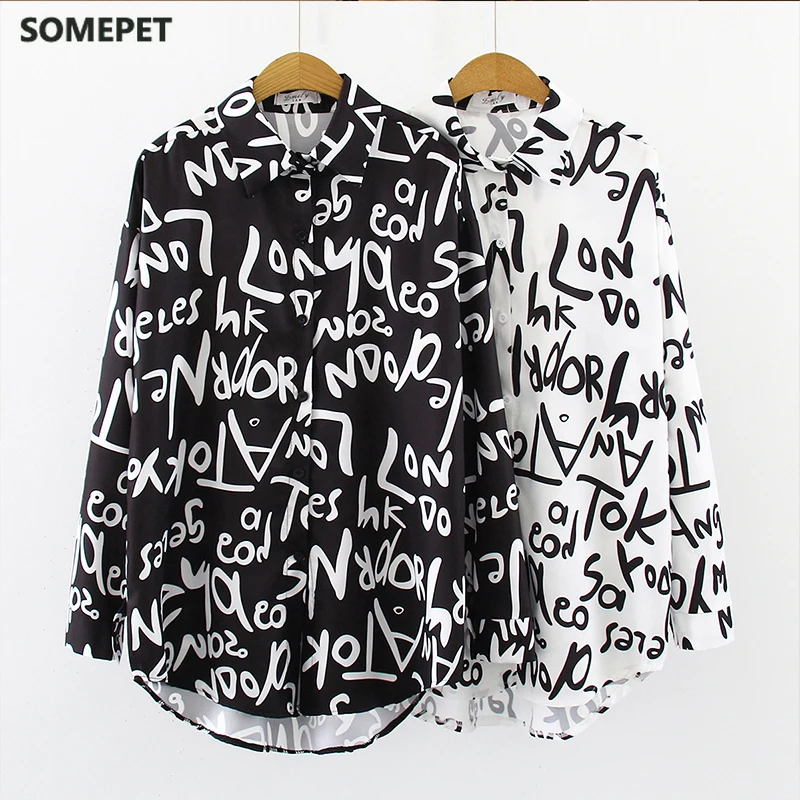 Spring Autumn Long Sleeve Women Blouses Graffiti letter printing Blouse Fashion casual Loose Shirts Tops Blusas Mujer
Spring Autumn Long Sleeve Women Blouses Graffiti letter printing Blouse Fashion casual Loose Shirts Tops Blusas Mujer