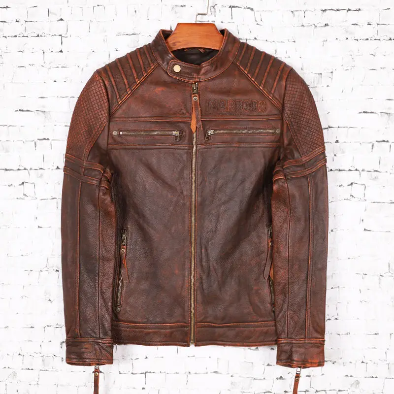 2022 Vintage Brown Genuine Leather Jacket Men Motorcycle Style Stand Collar Plus Size 5XL Real Cowhide Slim Fit Short Biker Coat
2022 Vintage Brown Genuine Leather Jacket Men Motorcycle Style Stand Collar Plus Size 5XL Real Cowhide Slim Fit Short Biker Coat