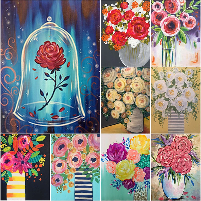 

New 5D DIY Diamond Painting Poppies Flowers Diamond Embroidery Vase Cross Stitch Full Square Round Drill Mosaic Home Decor Gift