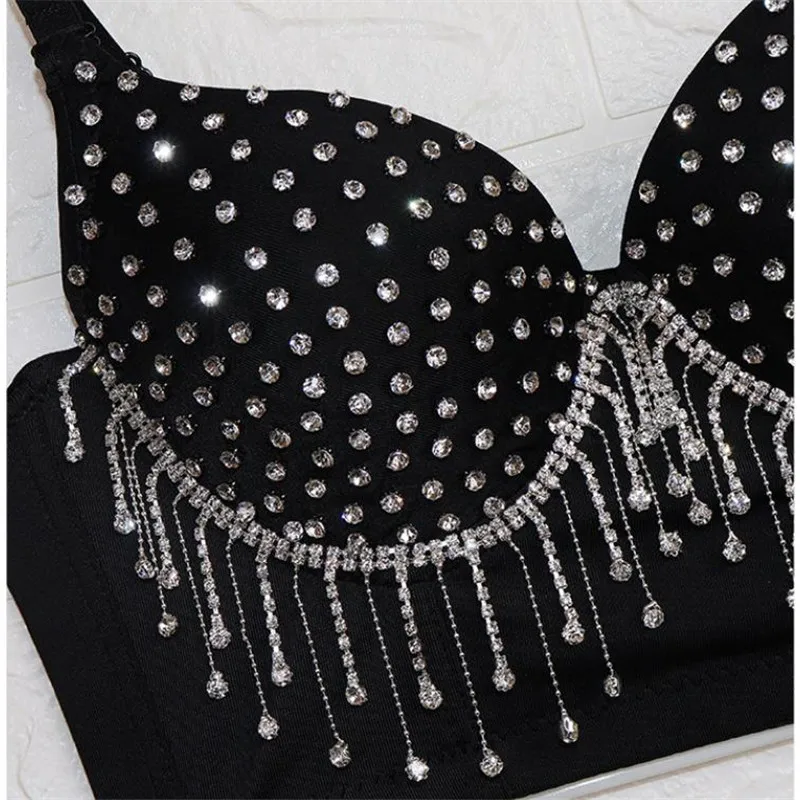 2020 New Women Camisole Top Fringed Beaded Rhinestone Crystal Crop Top Bustier Bra Night Club Party Tank Tops With Steel Ring
2020 New Women Camisole Top Fringed Beaded Rhinestone Crystal Crop Top Bustier Bra Night Club Party Tank Tops With Steel Ring
