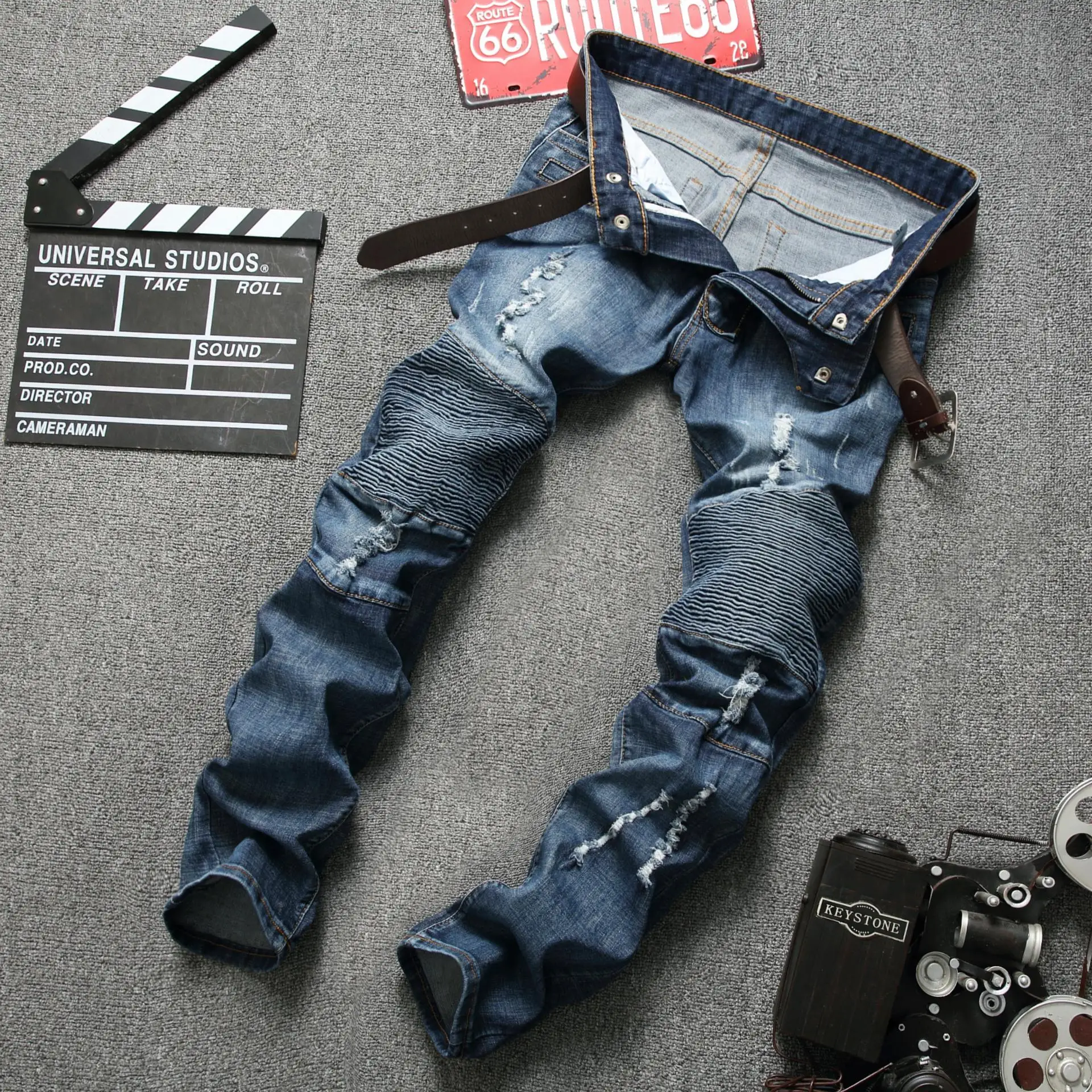 Men's Jeans Ripped Pants Stretch Jeans Biker Moto Jeans Straight Denim Pants Distressed Trousers
Men's Jeans Ripped Pants Stretch Jeans Biker Moto Jeans Straight Denim Pants Distressed Trousers