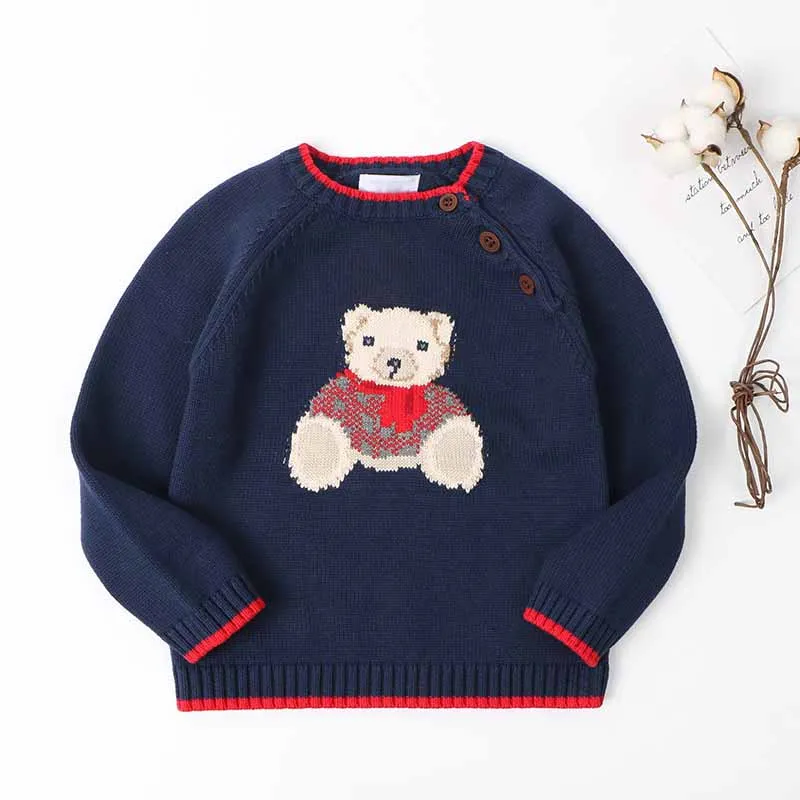 Детский свитер с мультяшным медведем свитеры Kint для девочек и мальчиков