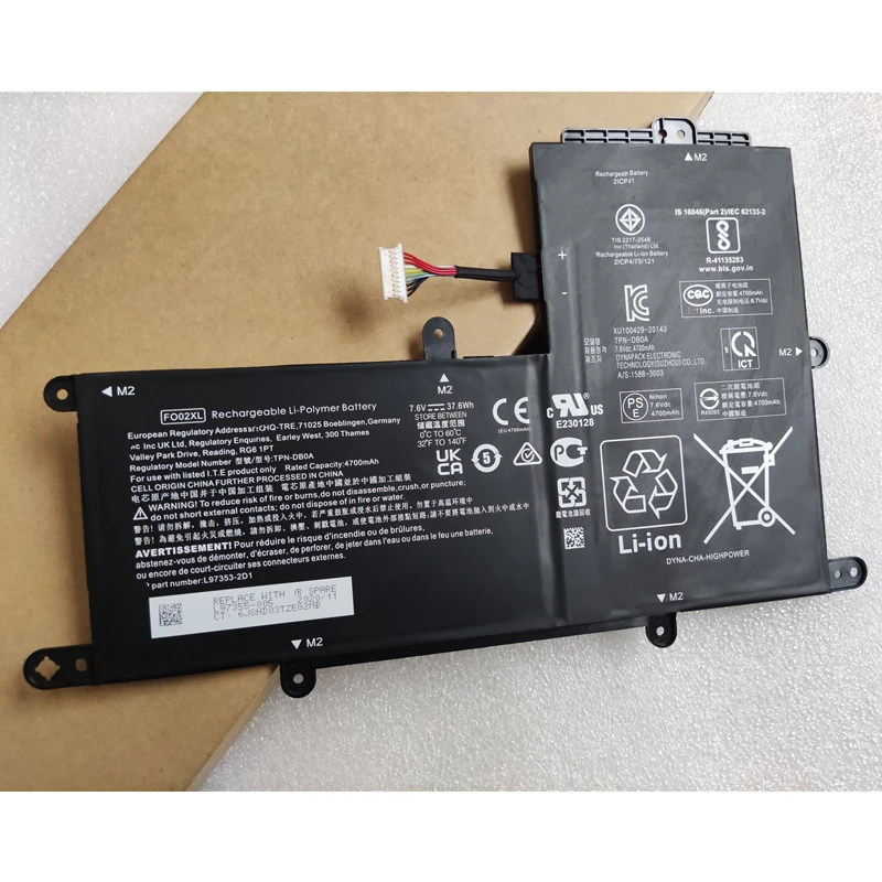 Original FO02XL L97355-005 TPN-DB0A L97353-2D1 Laptop Battery 7.6V 37.6Wh For HP Chromebook 11A-NA 11A-NA0010NR
Original FO02XL L97355-005 TPN-DB0A L97353-2D1 Laptop Battery 7.6V 37.6Wh For HP Chromebook 11A-NA 11A-NA0010NR