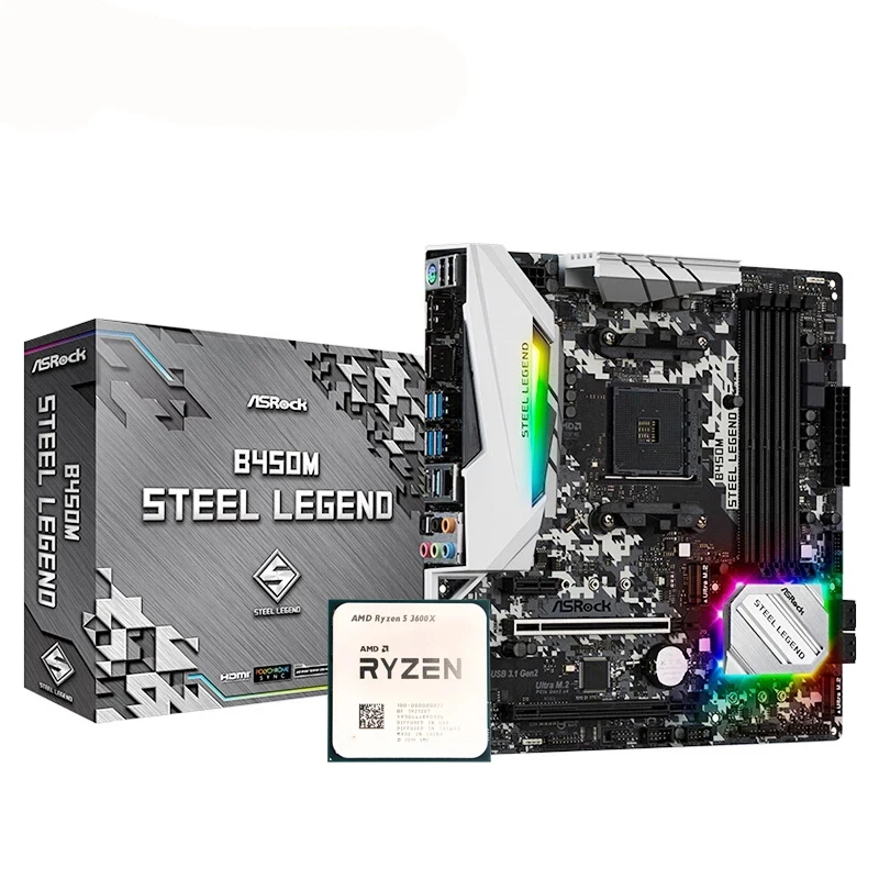 Набор материнских плат B450M STEEL LEGEND Tray R5 3600X 3600 AM4, комбинированный
Набор материнских плат B450M STEEL LEGEND Tray R5 3600X 3600 AM4, комбинированный