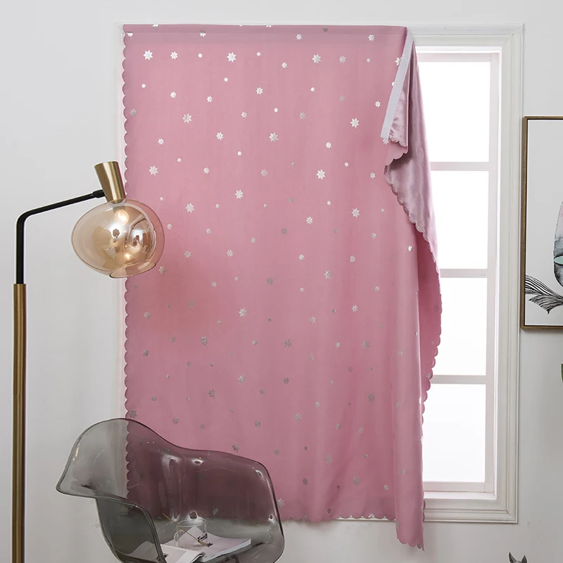 1PC 130X80cm Modern Semi-blackout Designed Snowflake Window Curtain Solid Color Simple Fashion Punch-free | Дом и сад
