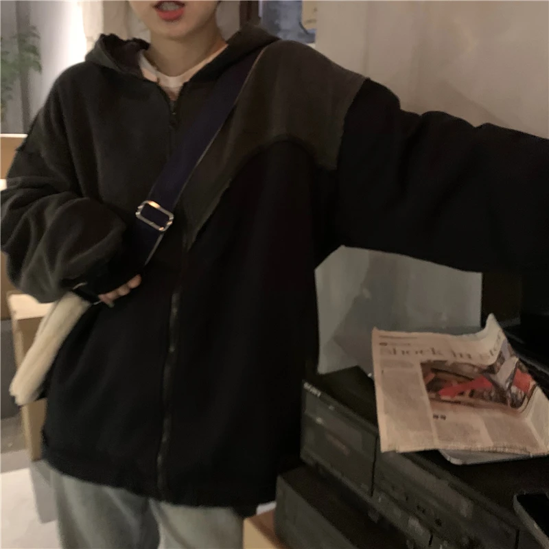 2021 Spring Autumn 2 Color Block Hooded Jacket Cardigan Sweater for Women Oversized Casual Sport Zip-up Hoodies
2021 Spring Autumn 2 Color Block Hooded Jacket Cardigan Sweater for Women Oversized Casual Sport Zip-up Hoodies