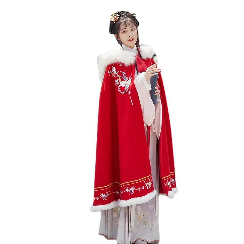 2021 Autumn/winter New Velvet Padded Chinese Style Embroidered Cloak Coat Long Fur Collar Hooded Cloak Chinese Women
2021 Autumn/winter New Velvet Padded Chinese Style Embroidered Cloak Coat Long Fur Collar Hooded Cloak Chinese Women