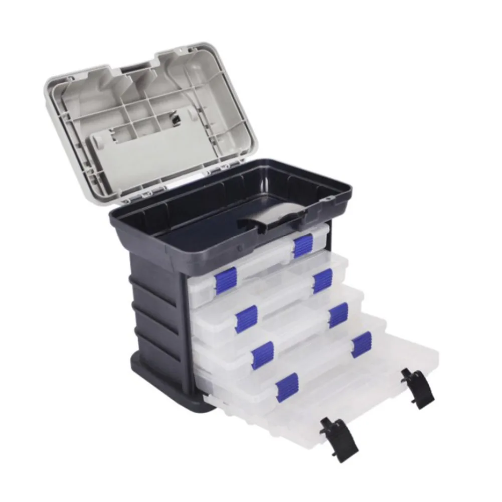 Portable 4 Layers Fishing Tackle Tool Box WIth Handle Fishing Storage Rack System Luya Gear Box For Sunglasses A Spare Reel Line
Portable 4 Layers Fishing Tackle Tool Box WIth Handle Fishing Storage Rack System Luya Gear Box For Sunglasses A Spare Reel Line