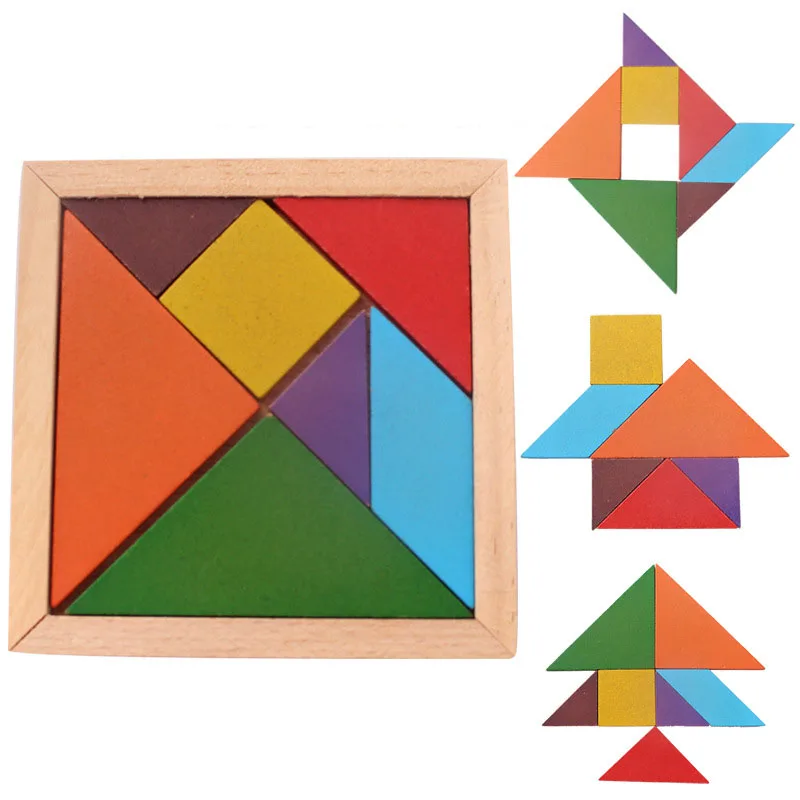 

Красочная детская деревянная 3D-головоломка геометрической формы, игрушка Монтессори, развивающая головоломка, доска танграмма, обучающая ...