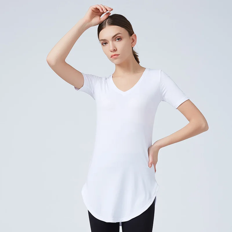 Женские рубашки для йоги CAEEMHEE свободная спортивная футболка с коротким рукавом