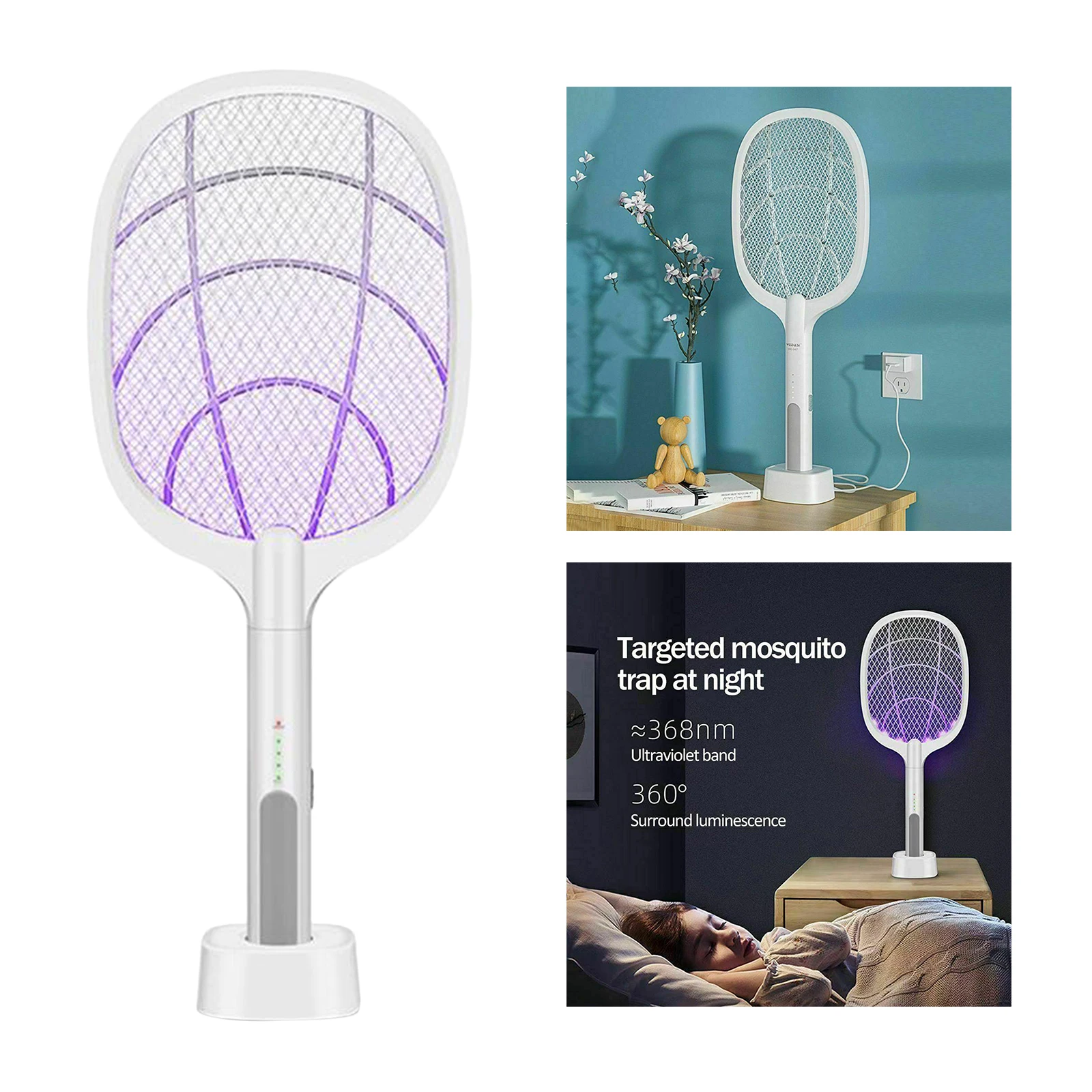 

Electronic Hand Held Mosquito Swatter Repellent LED Bug Wasp Fly Mosquito Bat Zapper Racket Killer Pest Control USB Charging