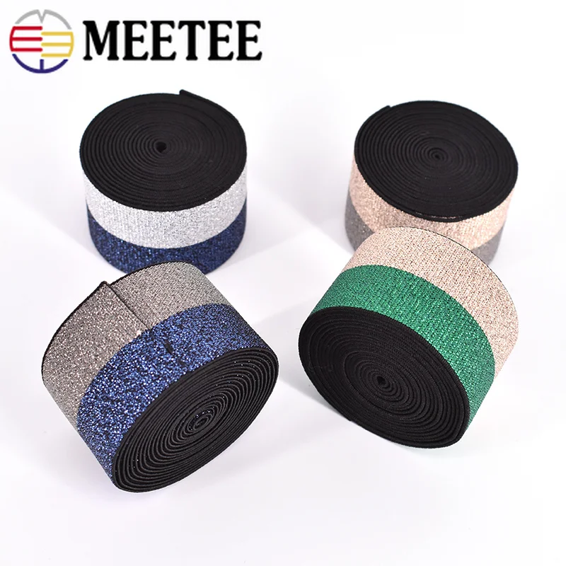 Metee 5/10Meter 4cm Bright Silk Elastic Band Nylon Rubber Bands Webbing for Garment Skirt Waistband DIY Cloth Sewing Accessories | Дом и сад