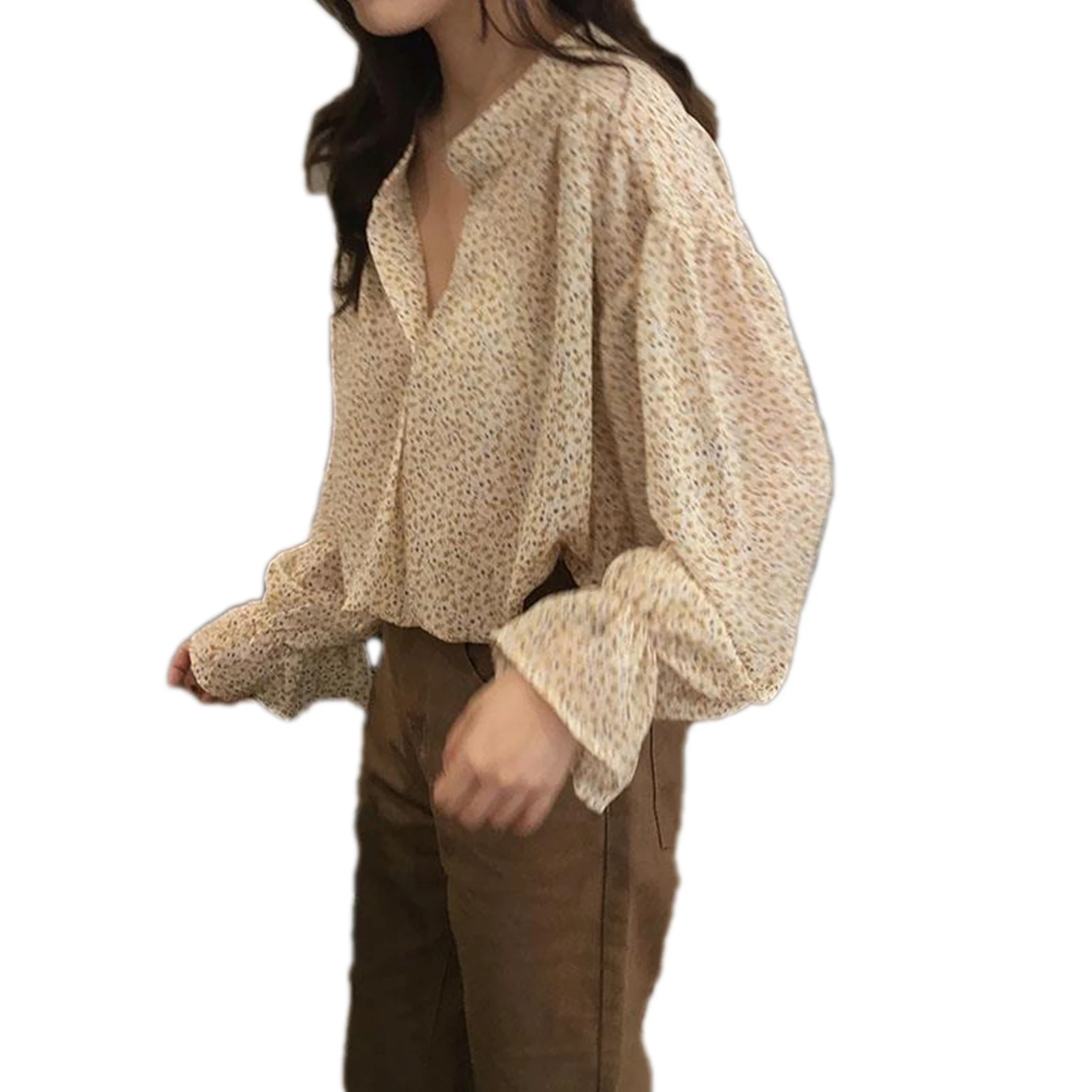 Women Autumn Long Puff Sleeve V Neck Floral Print Chiffon Shirt Loose Blouse Top Women's Clothing ropa mujer 2020
Women Autumn Long Puff Sleeve V Neck Floral Print Chiffon Shirt Loose Blouse Top Women's Clothing ropa mujer 2020
