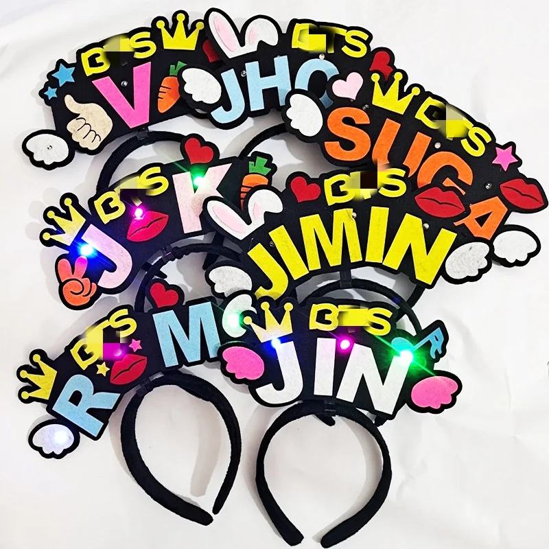 Wholesale Kpop Bangtan Boys Member Name Colorful Flash LED Bangtan Boys Headband Cute Kawaii Korean Style Head Band Plush Hair
Wholesale Kpop Bangtan Boys Member Name Colorful Flash LED Bangtan Boys Headband Cute Kawaii Korean Style Head Band Plush Hair