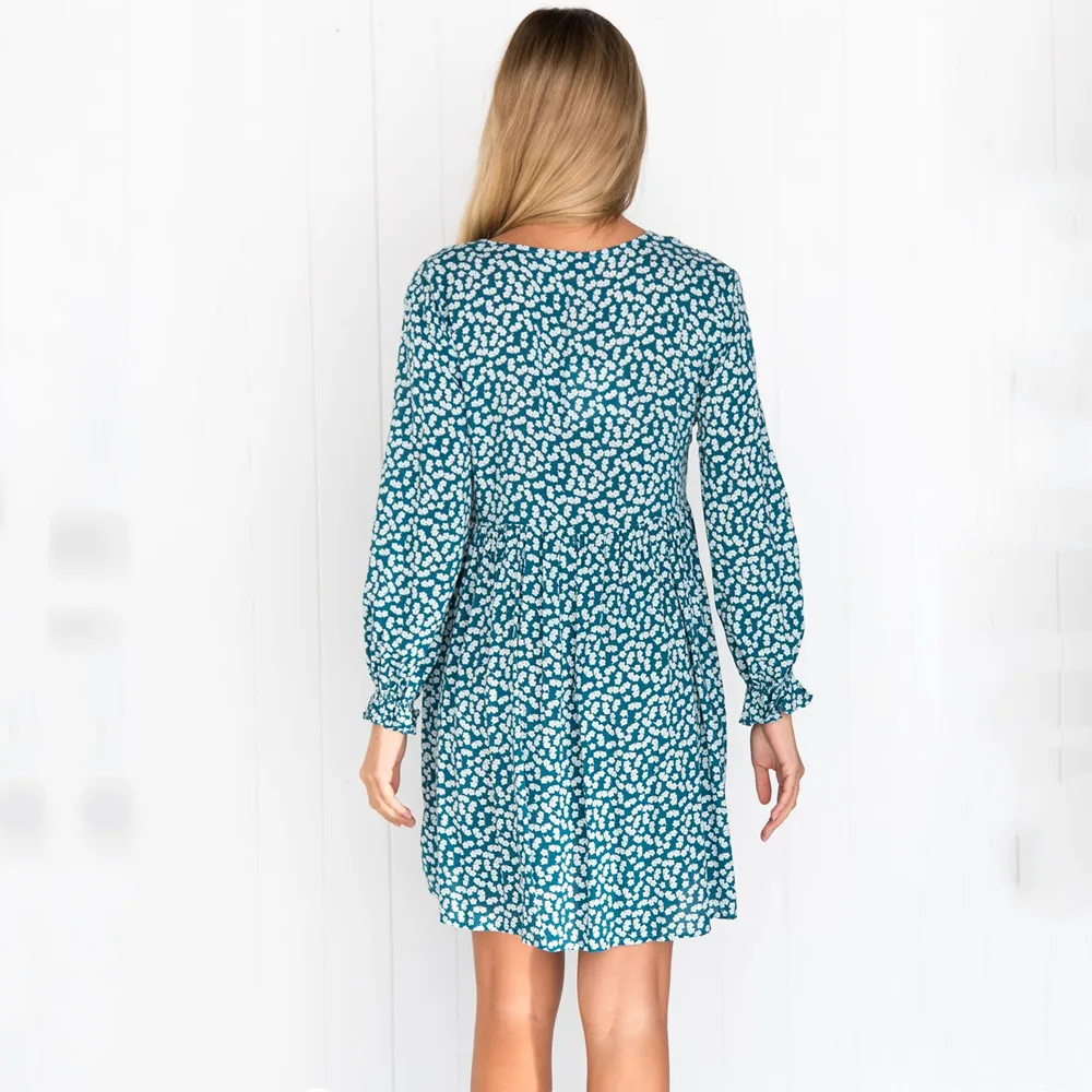 Dress Autumn 2020 New Women Long-sleeved Sexy V-neck Temperament Floral Print Woman Dress Fashion Ruffle Dresses Loose Boho Robe
Dress Autumn 2020 New Women Long-sleeved Sexy V-neck Temperament Floral Print Woman Dress Fashion Ruffle Dresses Loose Boho Robe