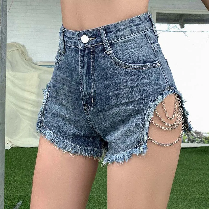 Women Tassel High Waist Denim Shorts Summer Chain Sexy
Women Tassel High Waist Denim Shorts Summer Chain Sexy