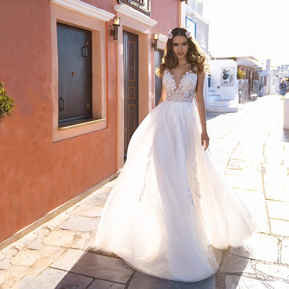 Luxury A Line Wedding Dresses White Bohemian Custom Made Vestido De Novia Scoop Enjace Sleeveless Beach Bridal Gown
Luxury A Line Wedding Dresses White Bohemian Custom Made Vestido De Novia Scoop Enjace Sleeveless Beach Bridal Gown