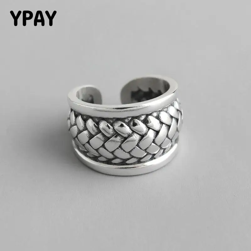 YPAY регулируемое кольцо из чистого серебра, корейские винтажные широкие плетеные дизайнерские кольца, женские и мужские ювелирные изделия в стиле панк YMR834
YPAY регулируемое кольцо из чистого серебра, корейские винтажные широкие плетеные дизайнерские кольца, женские и мужские ювелирные изделия в стиле панк YMR834