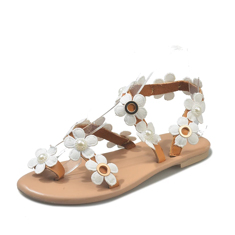 Sandals Women Beach Shoes Bohemian Flower Flat Clip Toe Roman Big Size 35-43 | Спорт и развлечения