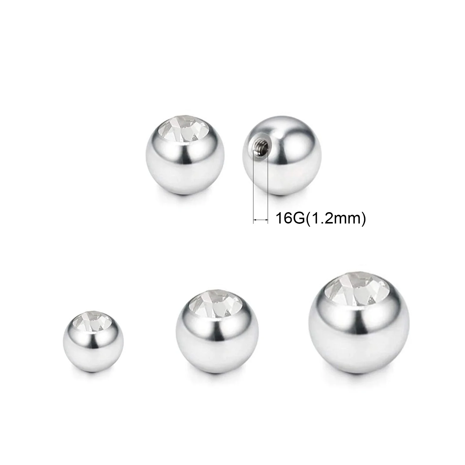 

10pcs Piercing Replacement Spare BALLS Labret Barbell Bar Clean Cubic Zirconia bead Piercing Attachments 14g 16g Body Jewelry