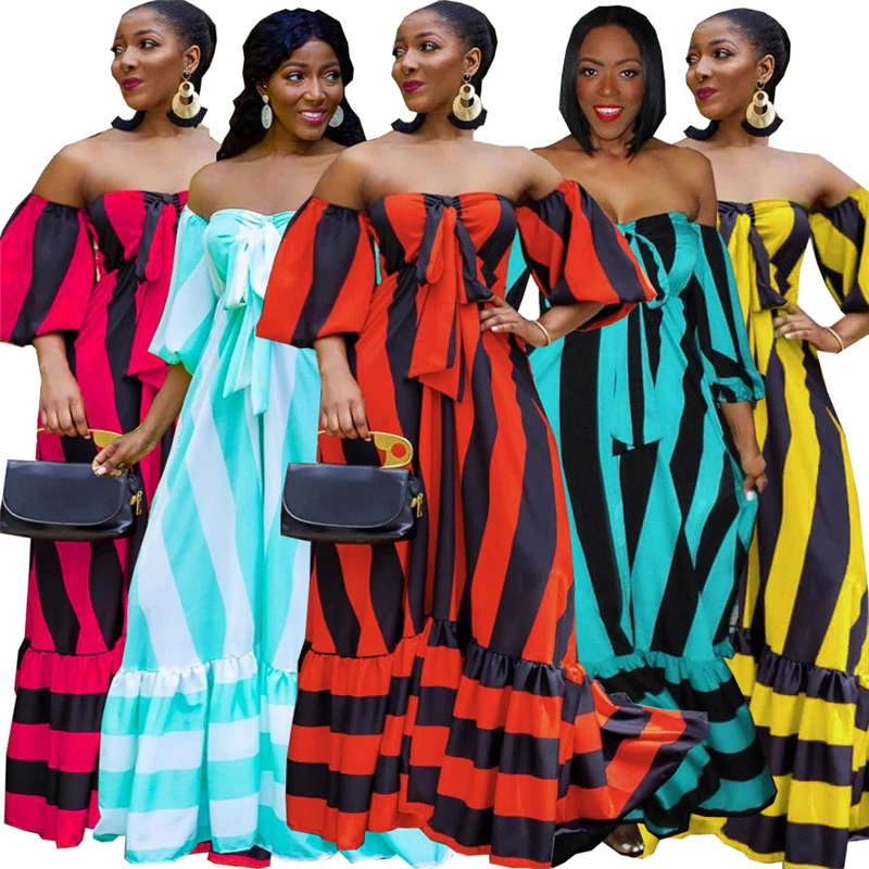 Maxi Dresses for Women Long Sleeves Off Shoulder High Waist Sexy Strapless Loose Striped Bohemian Dress Wholesale Dropshipping
Maxi Dresses for Women Long Sleeves Off Shoulder High Waist Sexy Strapless Loose Striped Bohemian Dress Wholesale Dropshipping