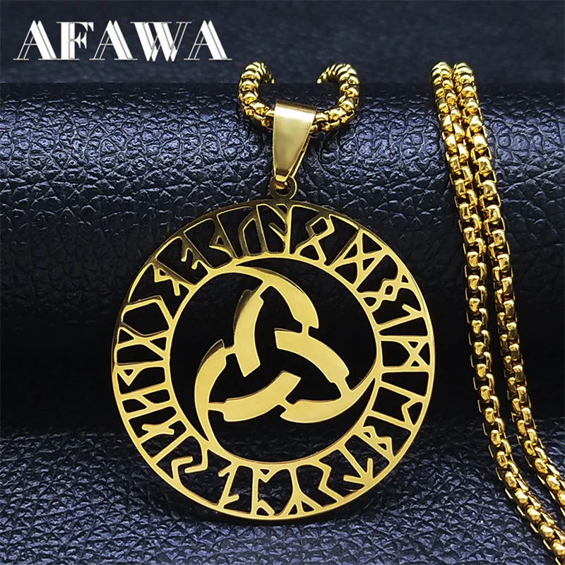 Viking Divination Alphabet Stainless Steel Wolf Paw Celtic Necklace Gold Color Necklace Jewelry cadenas para hombre N7205S02
Viking Divination Alphabet Stainless Steel Wolf Paw Celtic Necklace Gold Color Necklace Jewelry cadenas para hombre N7205S02