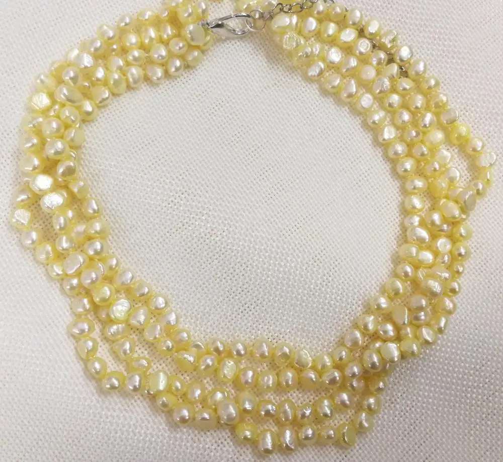 4 rows 9mm light yellow baroque flat pearl choker necklace natural freshwater pearl Woman Jewelry 14'' 35cm 43cm 17''
4 rows 9mm light yellow baroque flat pearl choker necklace natural freshwater pearl Woman Jewelry 14'' 35cm 43cm 17''