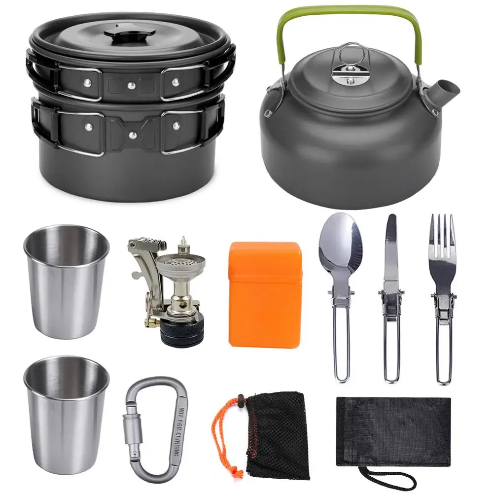 1Set Outdoor Pots Pans Camping Cookware Picnic Cooking Set Non-Stick Tableware with Stove Spoon Fork Knife Kettle for 2-3 Person
1Set Outdoor Pots Pans Camping Cookware Picnic Cooking Set Non-Stick Tableware with Stove Spoon Fork Knife Kettle for 2-3 Person