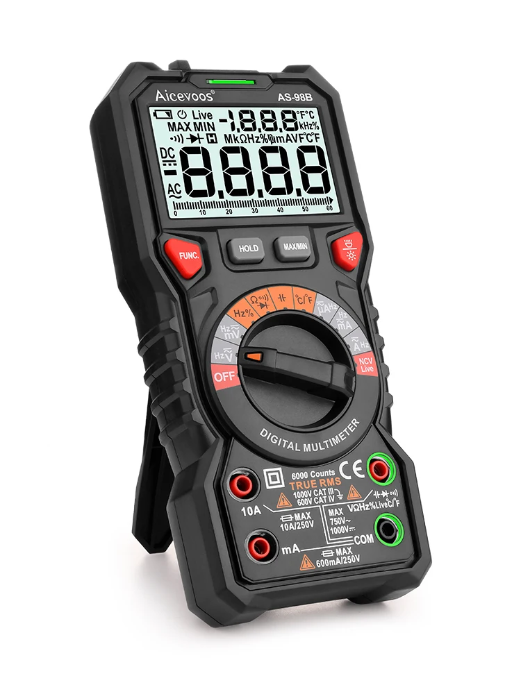 AC DC Digital Multimeter Profesional Multimetro Volt Frequency Capacitor Tester Meter 1000V 10A 60 Ohm 100mF With Thermocouple
AC DC Digital Multimeter Profesional Multimetro Volt Frequency Capacitor Tester Meter 1000V 10A 60 Ohm 100mF With Thermocouple