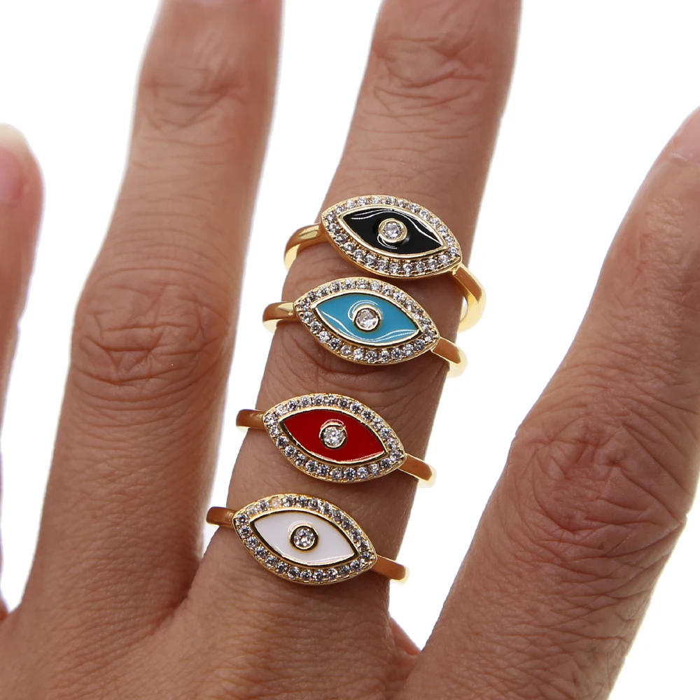 New arrived Beautiful turkish evil eye rings for women gold filled stack band finger ring white with red black blue enamel
New arrived Beautiful turkish evil eye rings for women gold filled stack band finger ring white with red black blue enamel