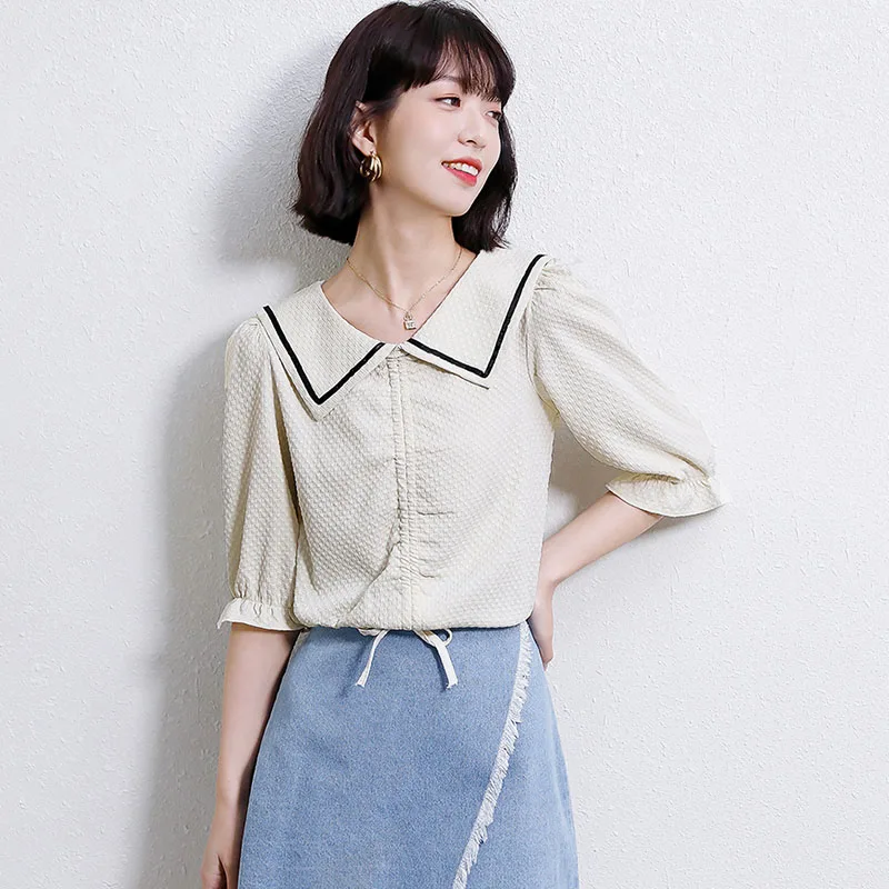 Blouses And Tops Summer 2021 Office Lady Half Sleeve Drawstring Women's Chiffon Shirt Ropa Mujer
Blouses And Tops Summer 2021 Office Lady Half Sleeve Drawstring Women's Chiffon Shirt Ropa Mujer