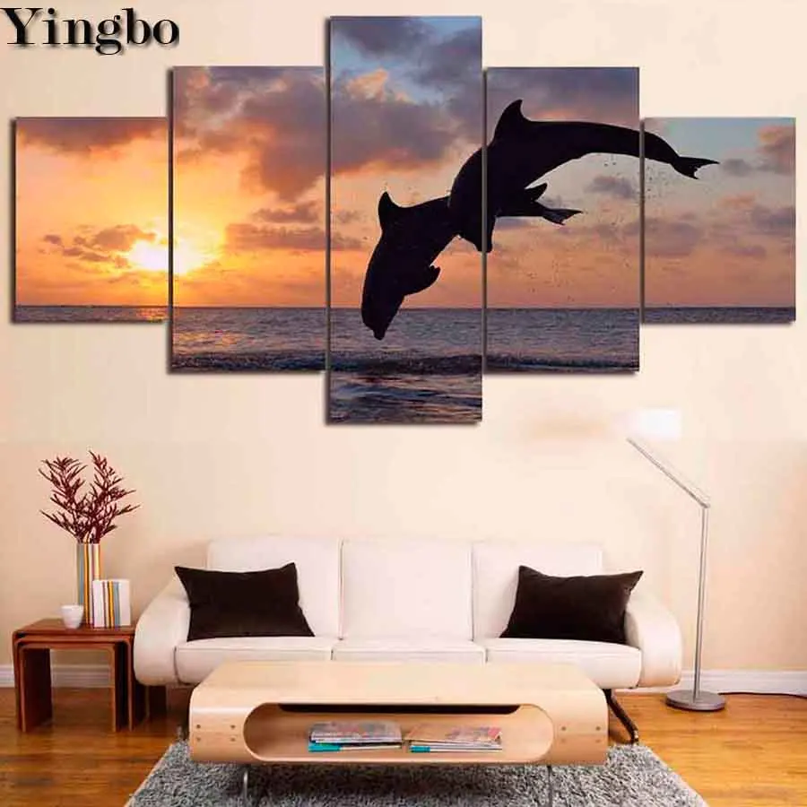 Ocean Sunset Diy diamond embroidery 5 Panel Animals Dolphins diamond painting full square/round mosaic rhinestone home decor 
Ocean Sunset Diy diamond embroidery 5 Panel Animals Dolphins diamond painting full square/round mosaic rhinestone home decor