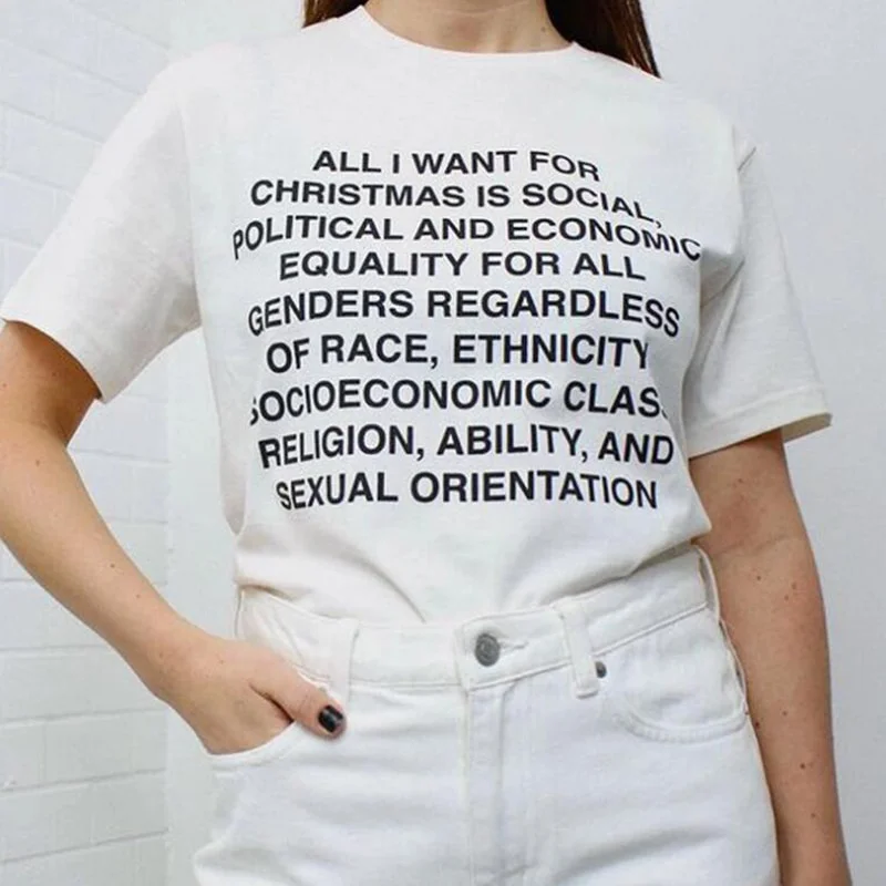 ALL I Want For Christmas Quotes Gender Equality Political Slogan T-Shirt Feminism Tee LGBT Shirt Human Rights BLM Tshirt
ALL I Want For Christmas Quotes Gender Equality Political Slogan T-Shirt Feminism Tee LGBT Shirt Human Rights BLM Tshirt