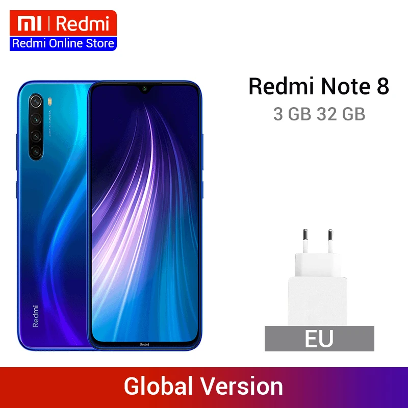 В наличии глобальная версия Xiaomi Redmi Note 8 3G 32G 48 МП Четырехъядерный Смартфон Snapdragon 665