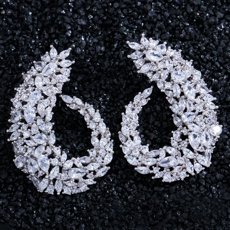 AGLOVER Authentic Silver Colour Flower Pendant Earrings For Women Big Swing Earrings Fashion Zircon Party Wedding Jewelry
AGLOVER Authentic Silver Colour Flower Pendant Earrings For Women Big Swing Earrings Fashion Zircon Party Wedding Jewelry